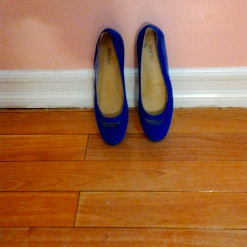 Vaneli royal blue suede flats shoes